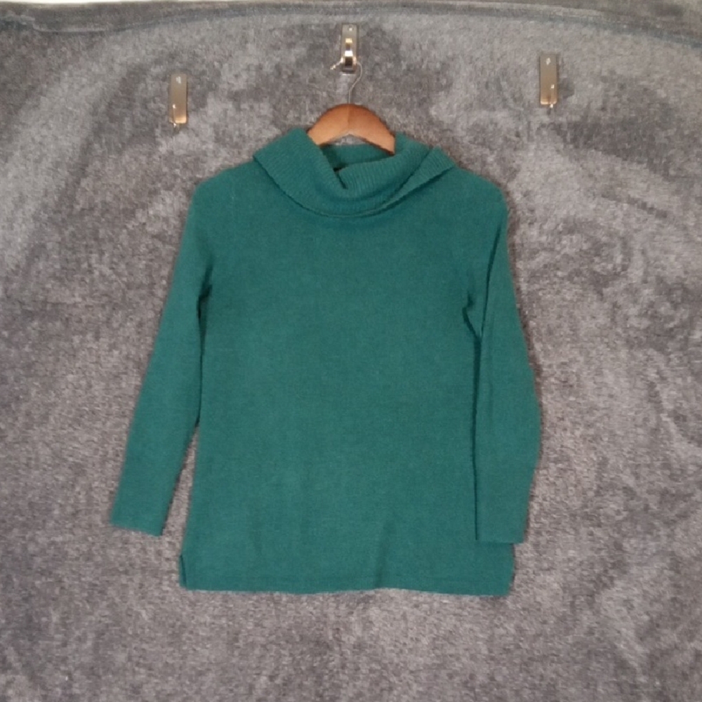 Talbots Teal Cowl Neck Sweater Pure Cashmere Winter Office Womens SP